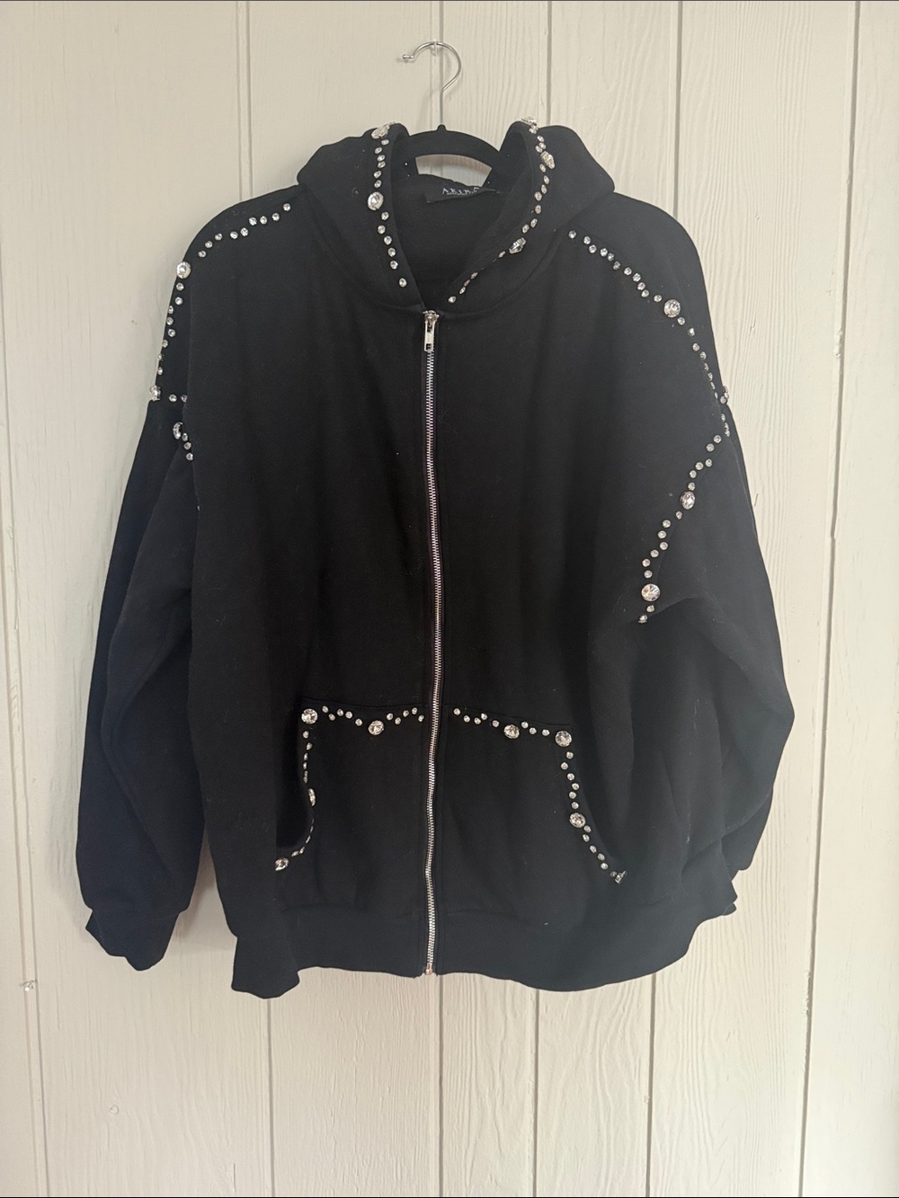 BLACK RHINESTONE SWEATSUIT